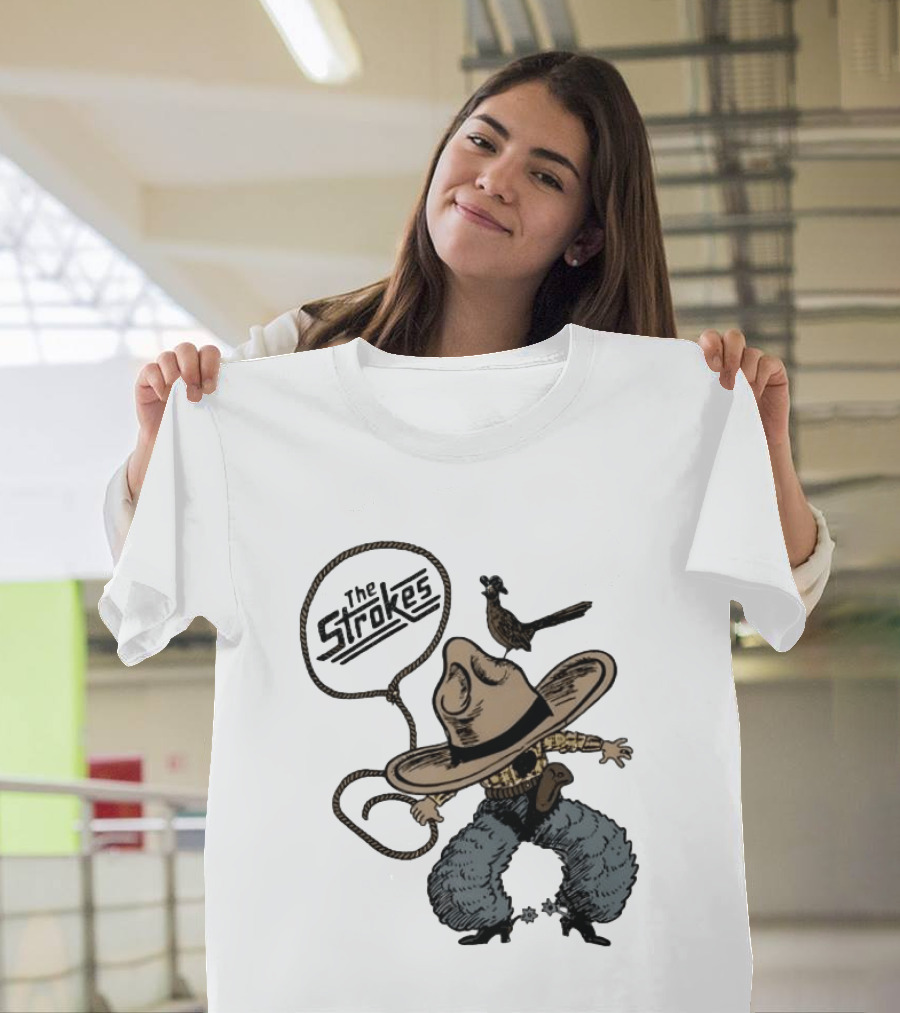 The Strokes Cowboy Roadrunner Western Lasso Band Music T-Shirt