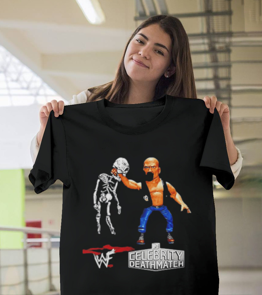 Stone Cold Steve Austin Holding Skeleton WWF MTV Celebrity Deathmatch T-Shirt