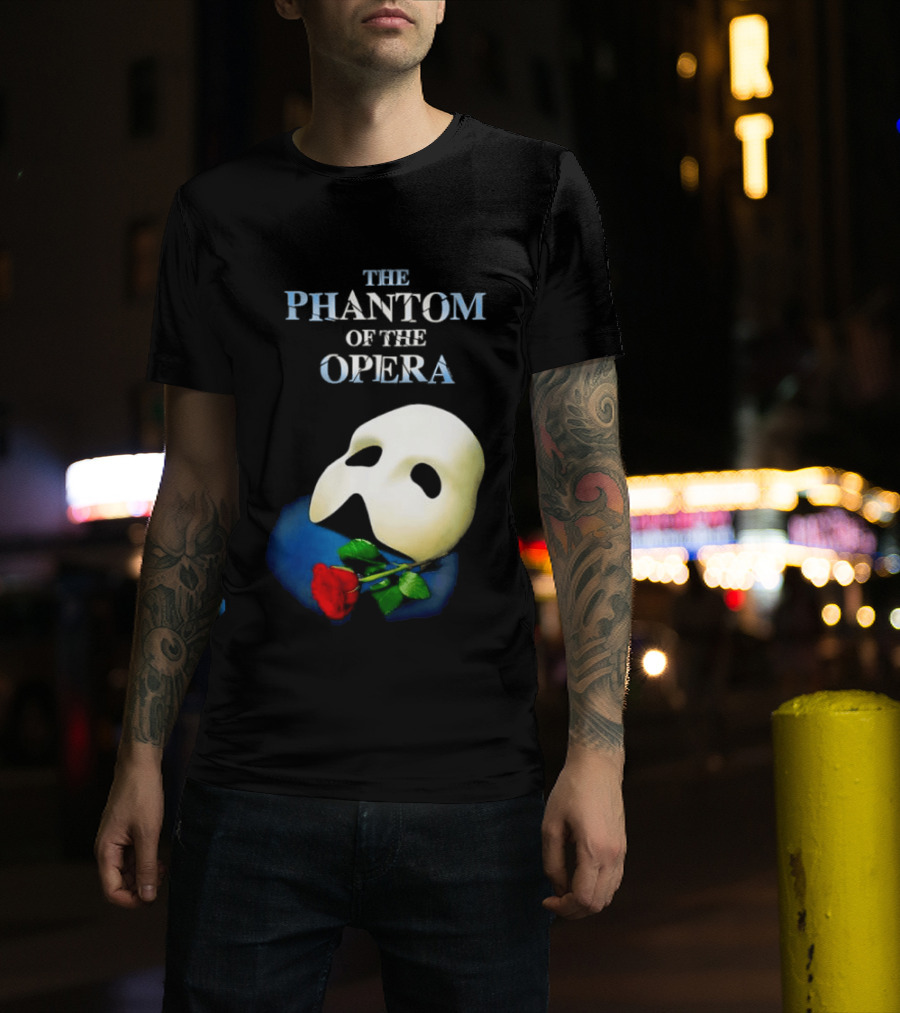 The Phantom Of The Opera Mask With Red Rose T-Shirt