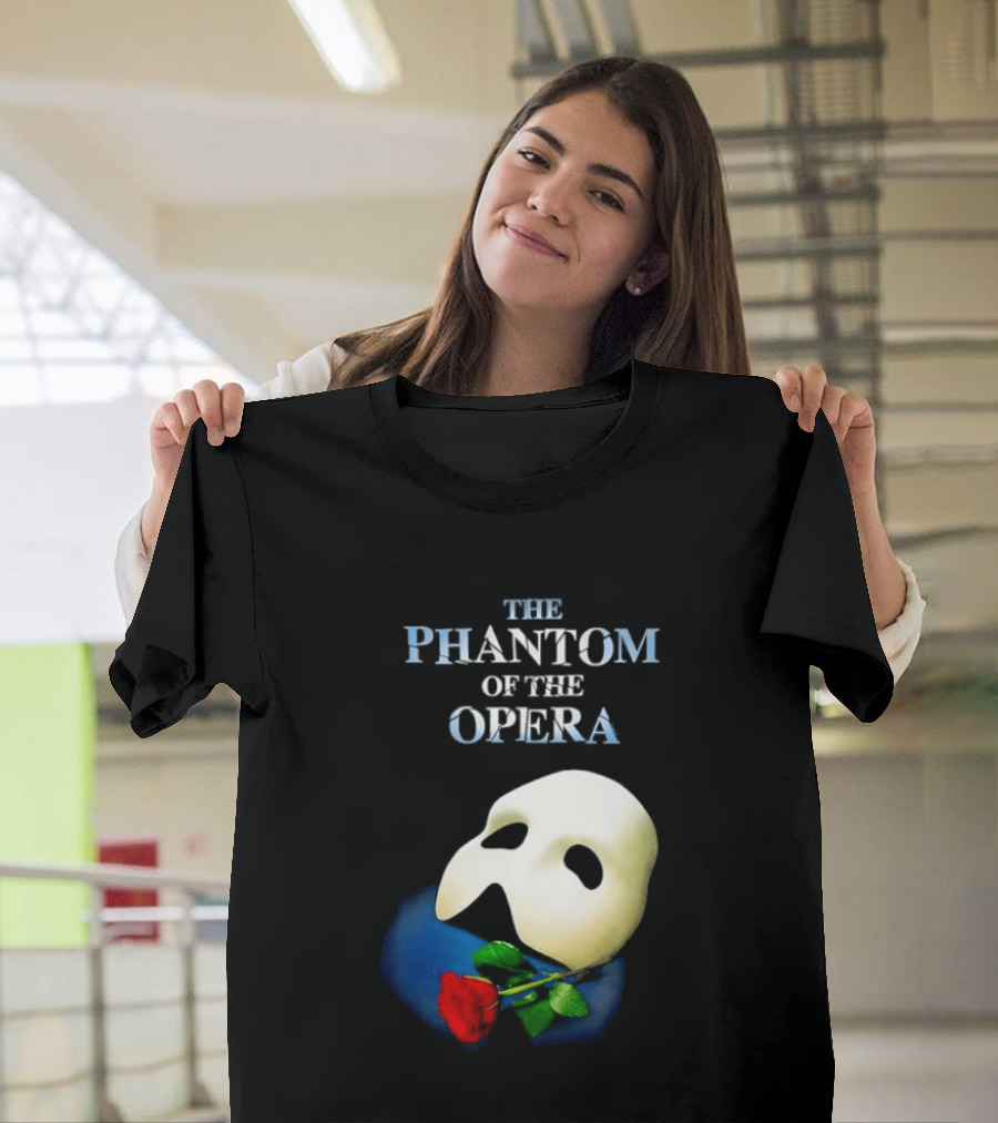 The Phantom Of The Opera Mask With Red Rose T-Shirt