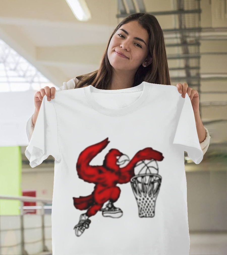 Red Cardinal Bird Dunking Basketball T-Shirt