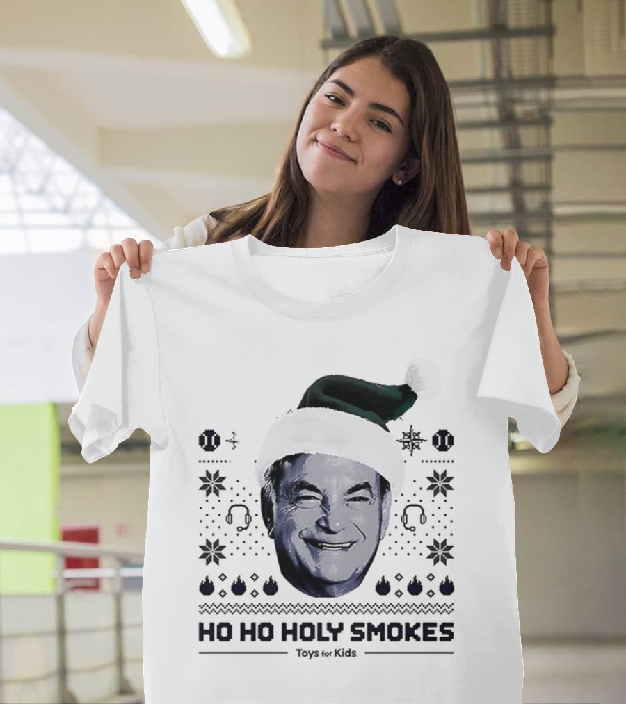 Rick Rizzs Ho Ho Holy Smokes Santa Hat Mariners Rizzsmas In July T-Shirt