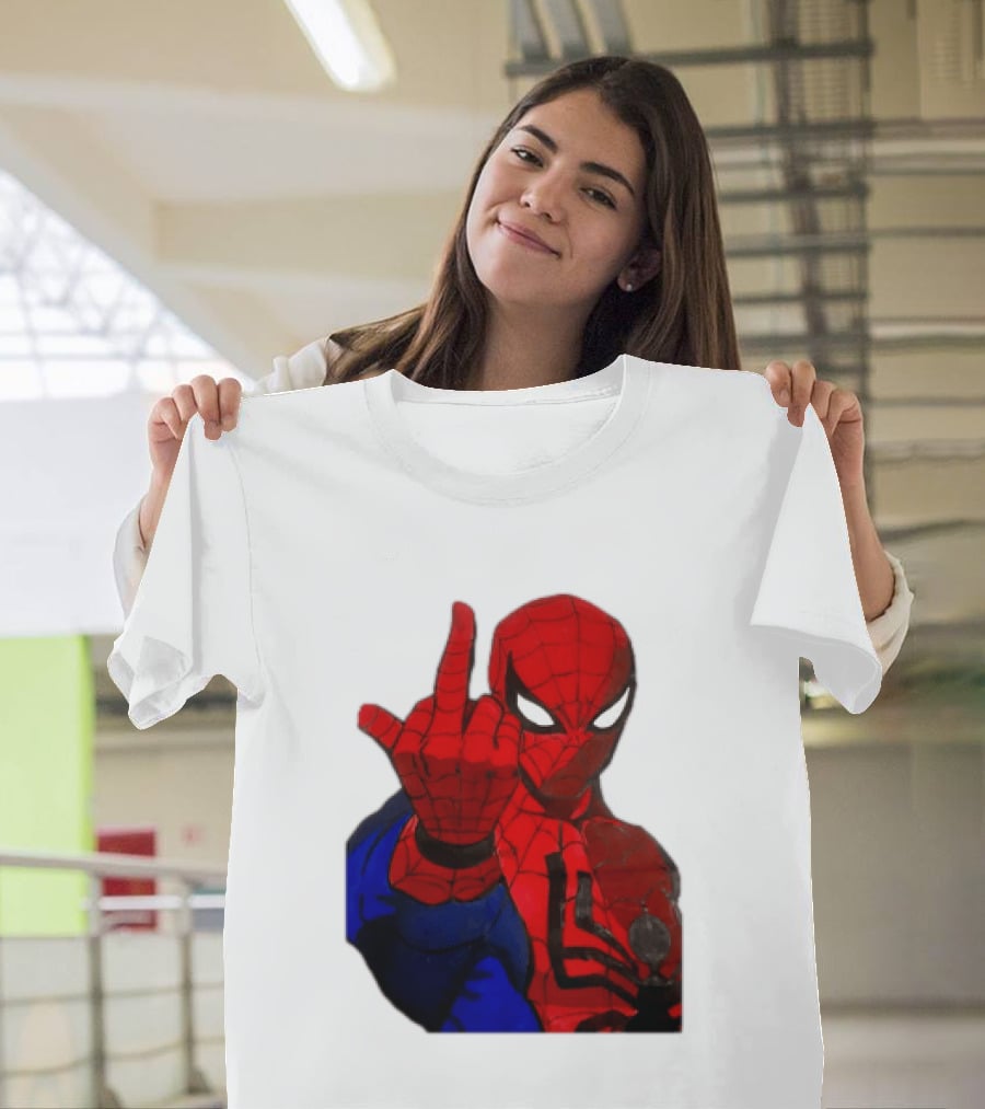 Spider Man Middle Finger Gesture Iconic Superhero Attitude T-Shirt