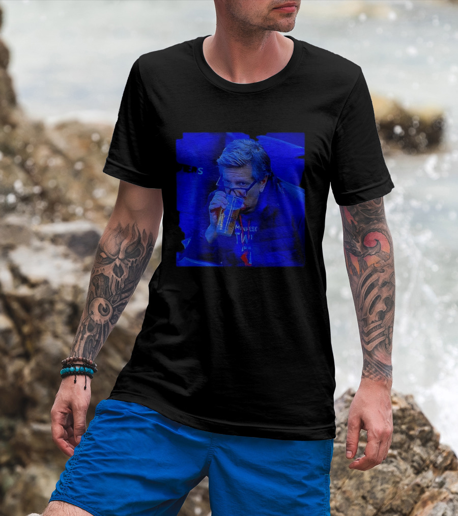 Minnesota Timberwolves Chris Finch NBA Basketball Drinking Beer Image T-Shirt