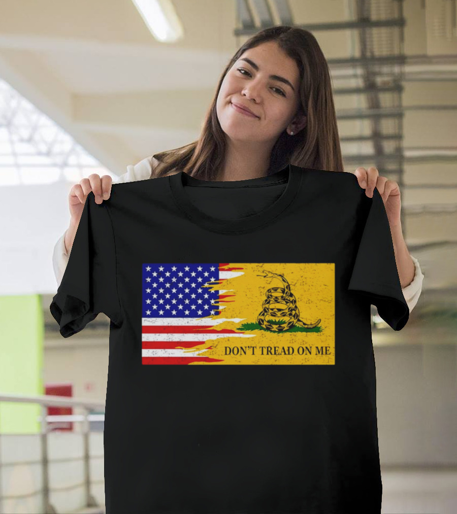 Don't Tread On Me American Flag Gadsden Snake T-Shirt
