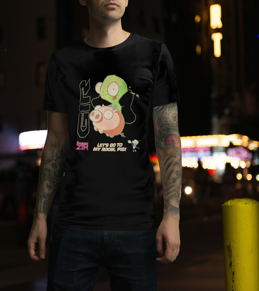 GIR Invader Zim Let's Go To My Room Pig Ride Adventure T-Shirt