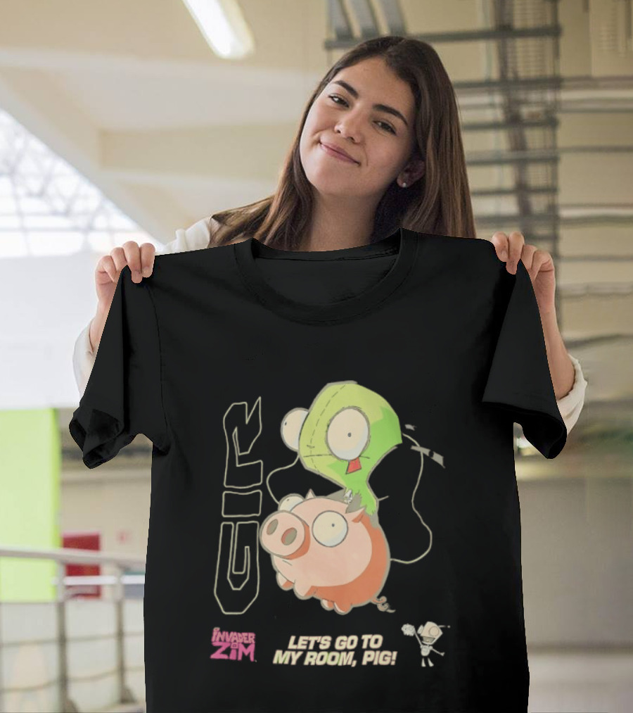 GIR Invader Zim Let's Go To My Room Pig Ride Adventure T-Shirt