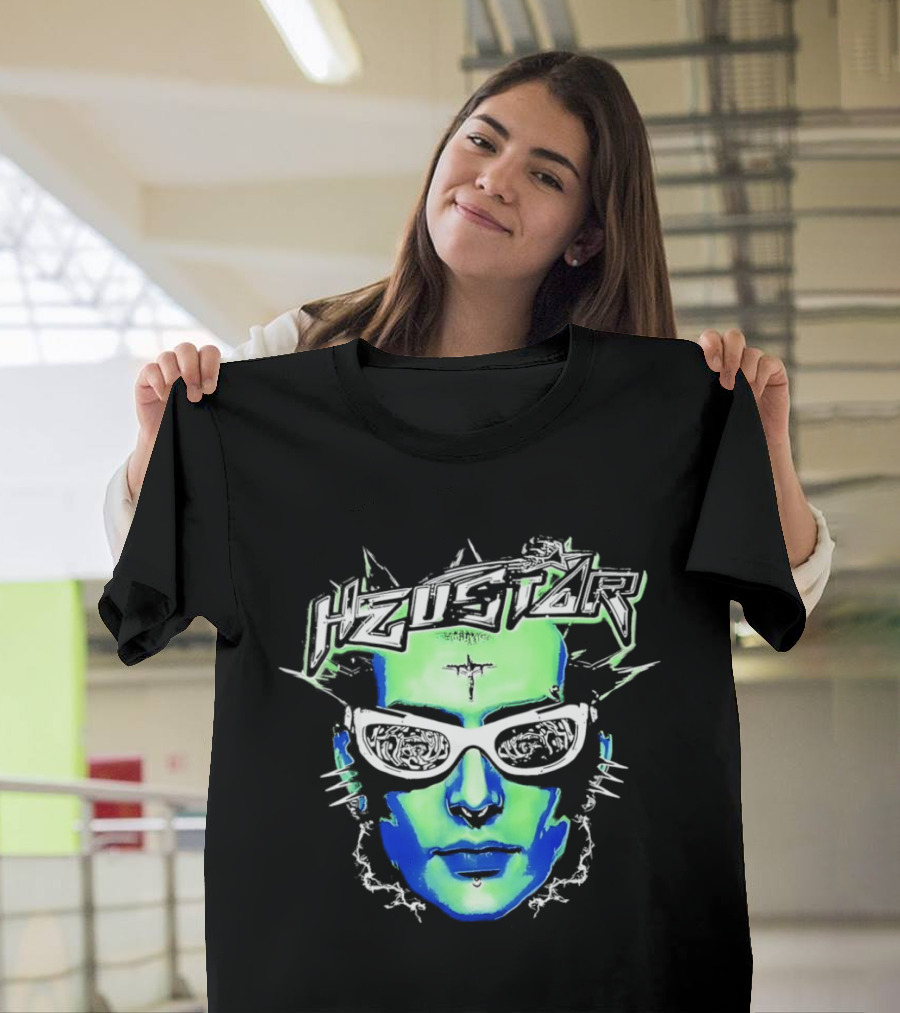 Heustar Face Futuristic Cyberpunk Digital Neon Aesthetic T-Shirt