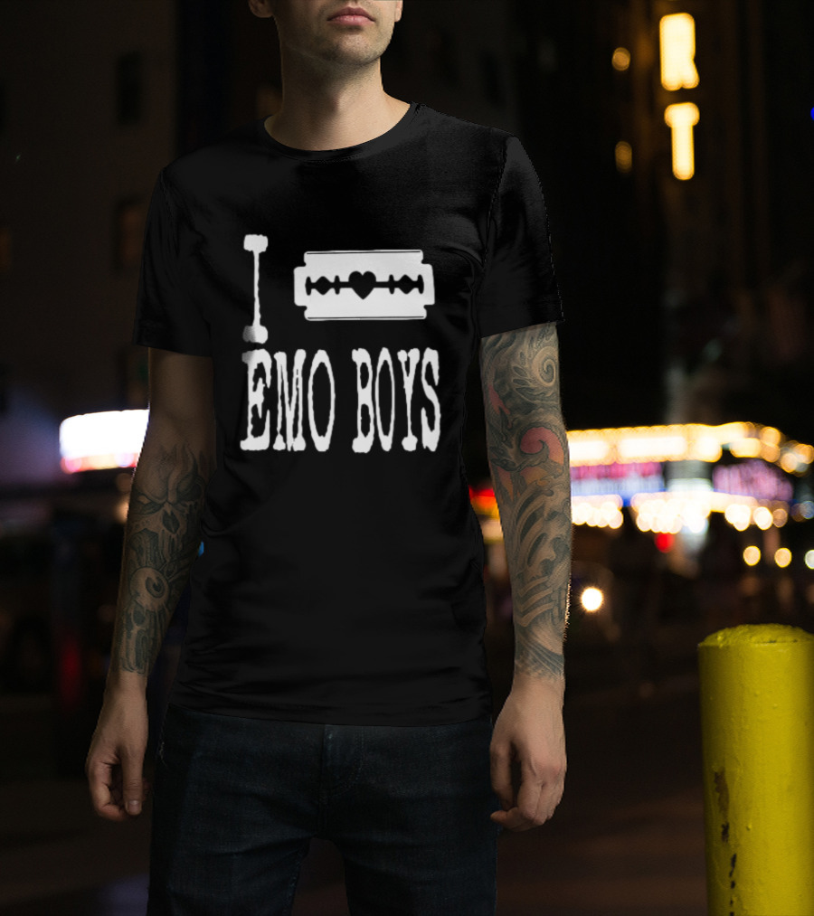 I Emo Boys Heart Razor Blade T-Shirt