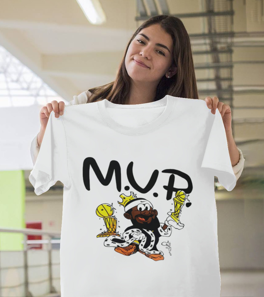 Lebron James MVP Cartoon With Trophy And Crown Lakers Basketball Bubble Boy T-Shirt