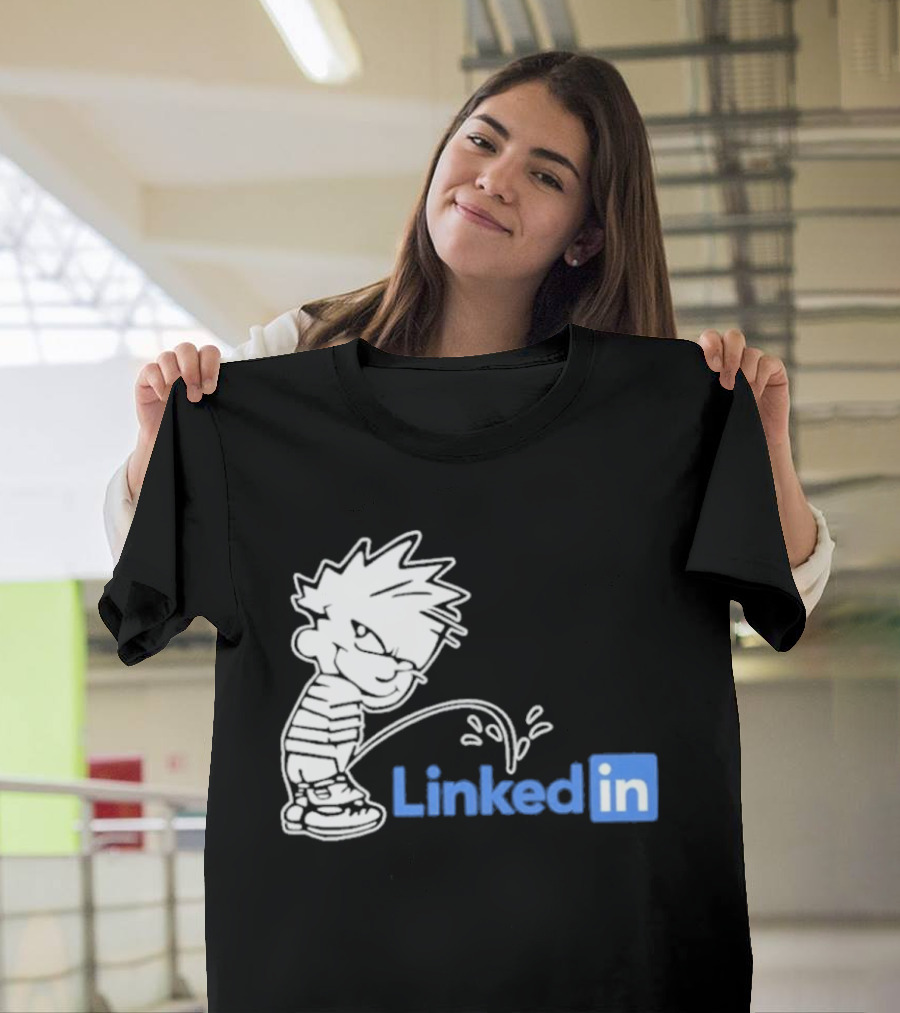 Calvin Pissing LinkedIn T-Shirt