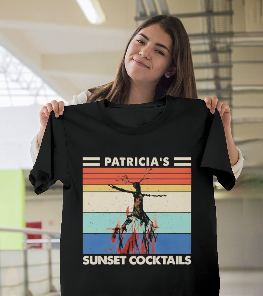 Patricia's Sunset Cocktails Vintage Beach Stripes T-Shirt
