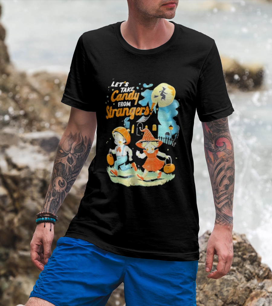 Let's Take Candy From Strangers Halloween Witch Pumpkin Kids T-Shirt