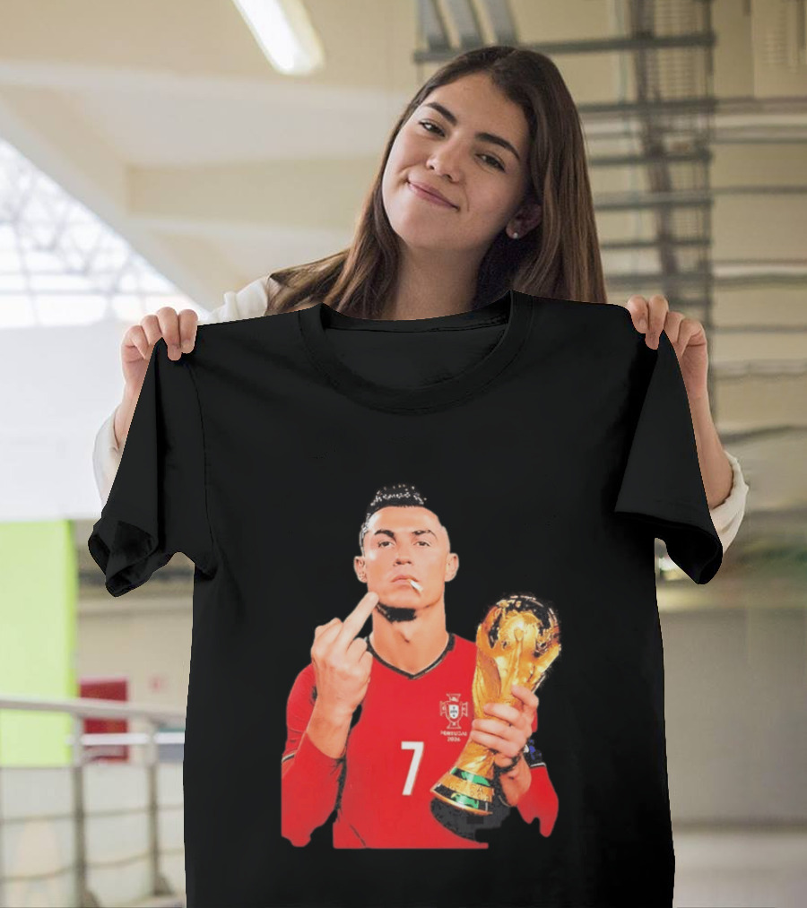 Cristiano Ronaldo Portugal 7 Middle Finger World Cup Trophy T-Shirt