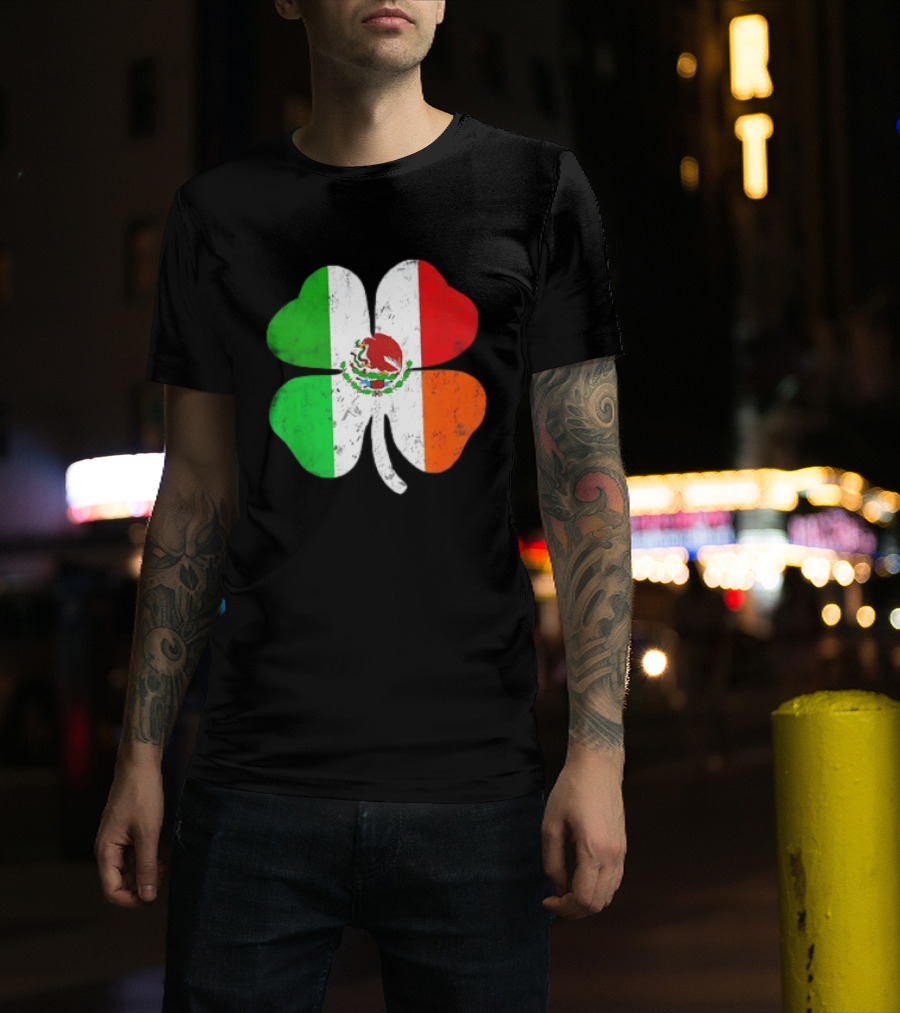 Mexican Irish Shamrock Flag St Patrick's Mexico Ireland Unity T-Shirt