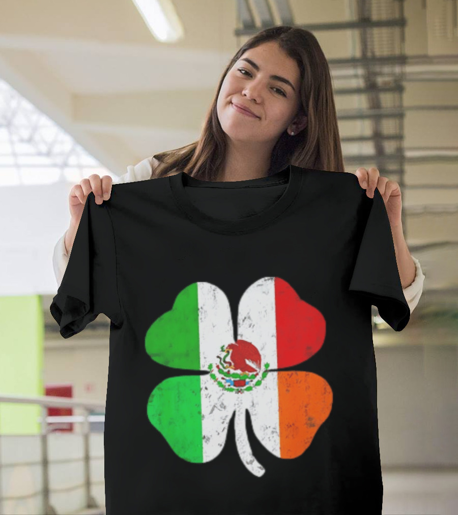 Mexican Irish Shamrock Flag St Patrick's Mexico Ireland Unity T-Shirt