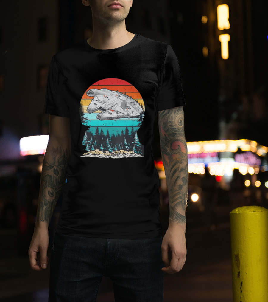 Star Wars Millennium Falcon Forest Sunset T-Shirt
