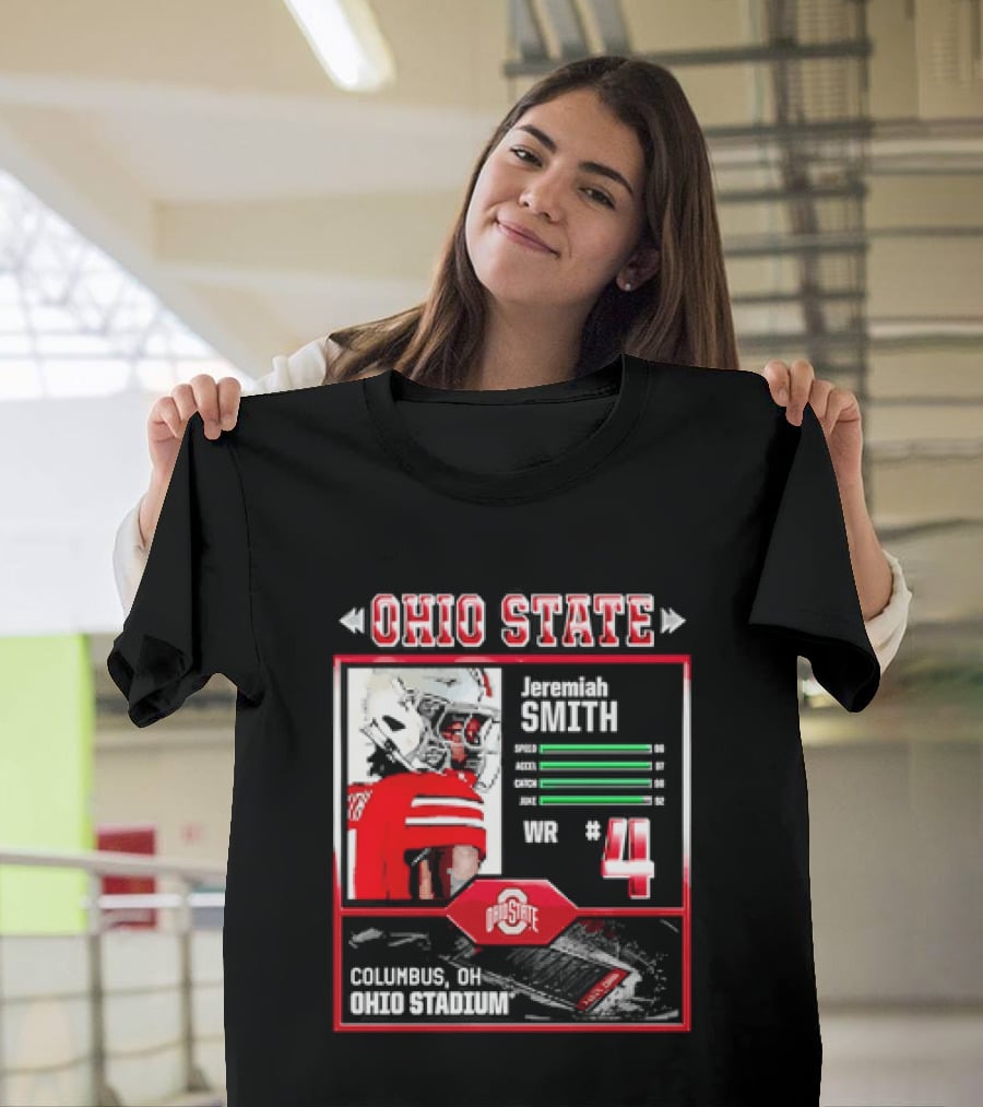 Ohio State Buckeyes Jeremiah Smith Columbus Football Ohio Stadium Number 4 T-Shirt