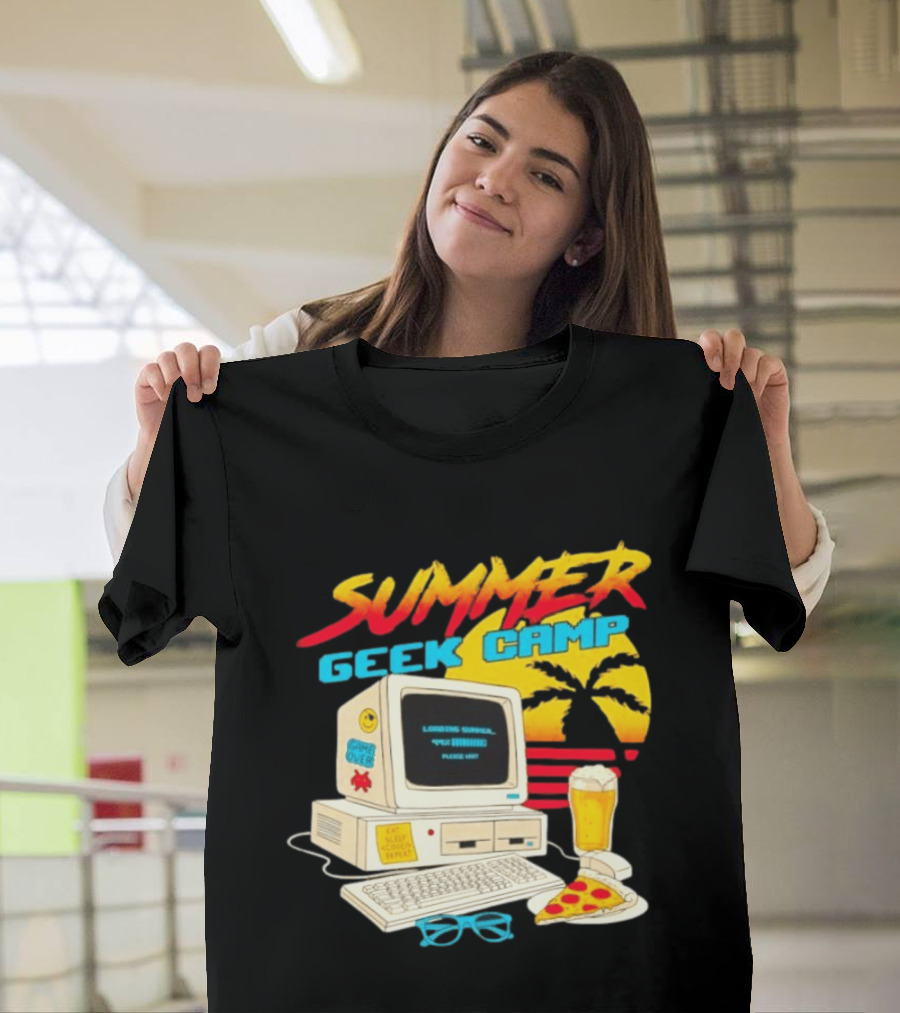 Summer Geek Camp Eat Sleep Code Repeat Loading Computer Pizza Beer T-Shirt