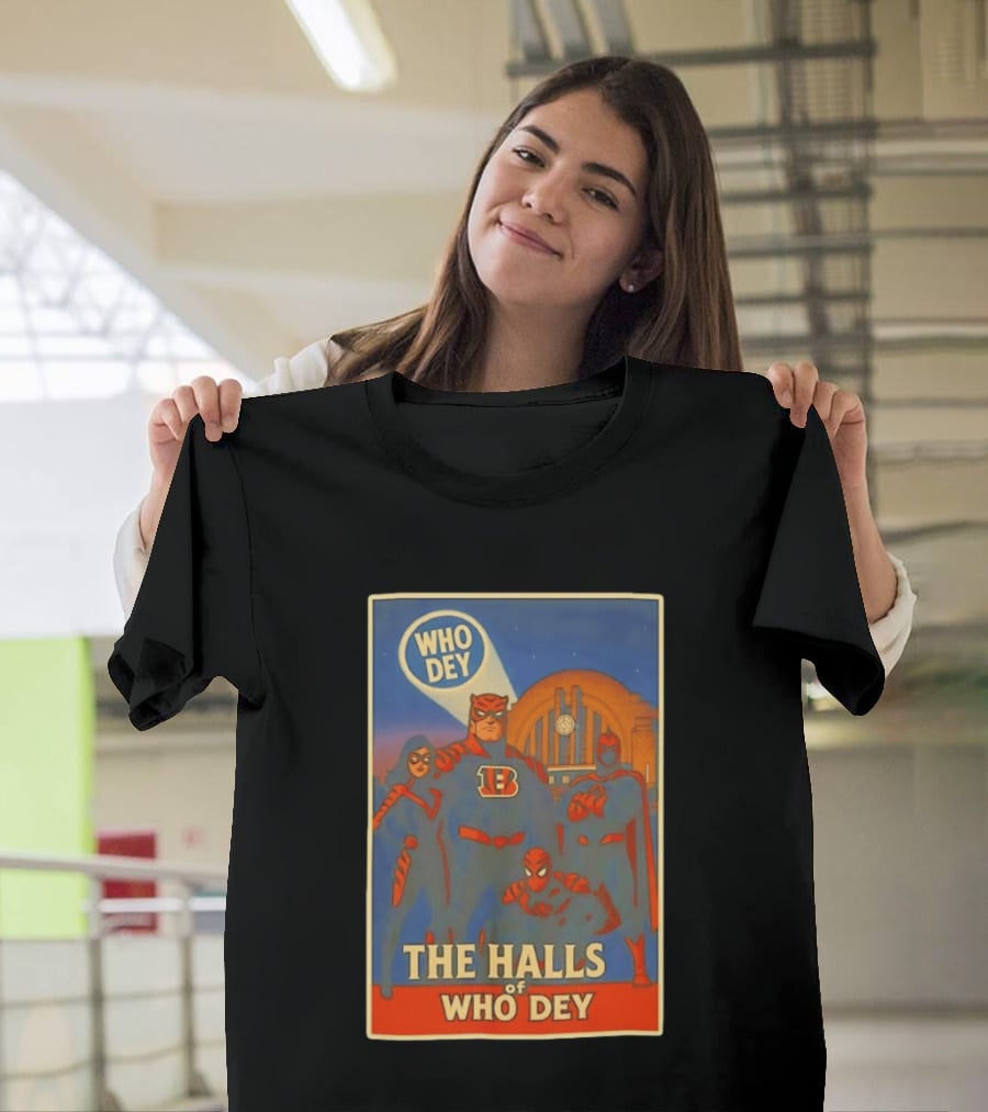 The Halls Of Who Dey Superhero Team T-Shirt