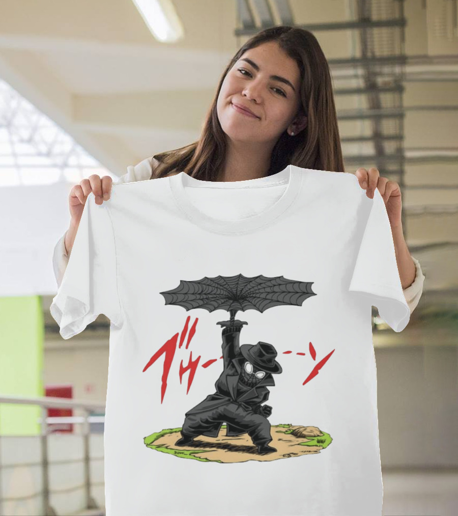Spider Man Noir Marvel Comics Japanese Text Umbrella Scene T-Shirt