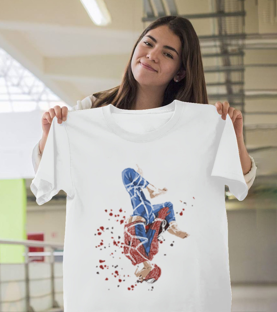Spider Man Shibari Upside Down Rope Art With Red Flowers T-Shirt