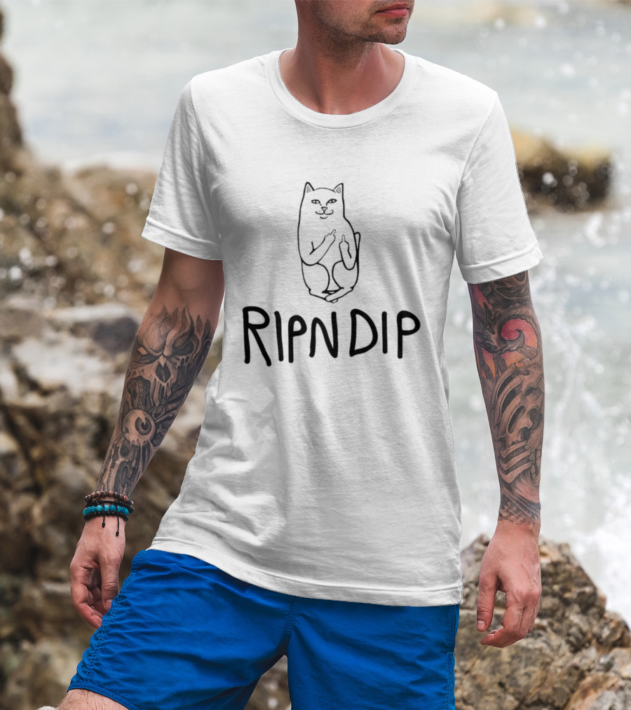 Lord Nermal Ripndip Cat Middle Fingers Flipping Fun T-Shirt