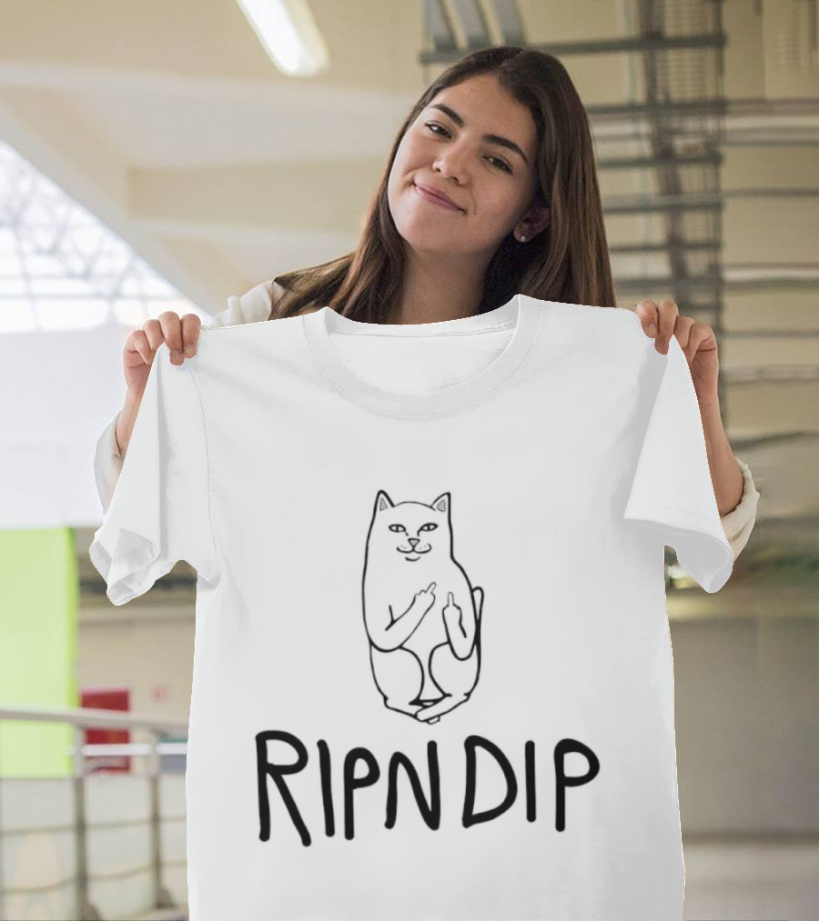 Lord Nermal Ripndip Cat Middle Fingers Flipping Fun T-Shirt