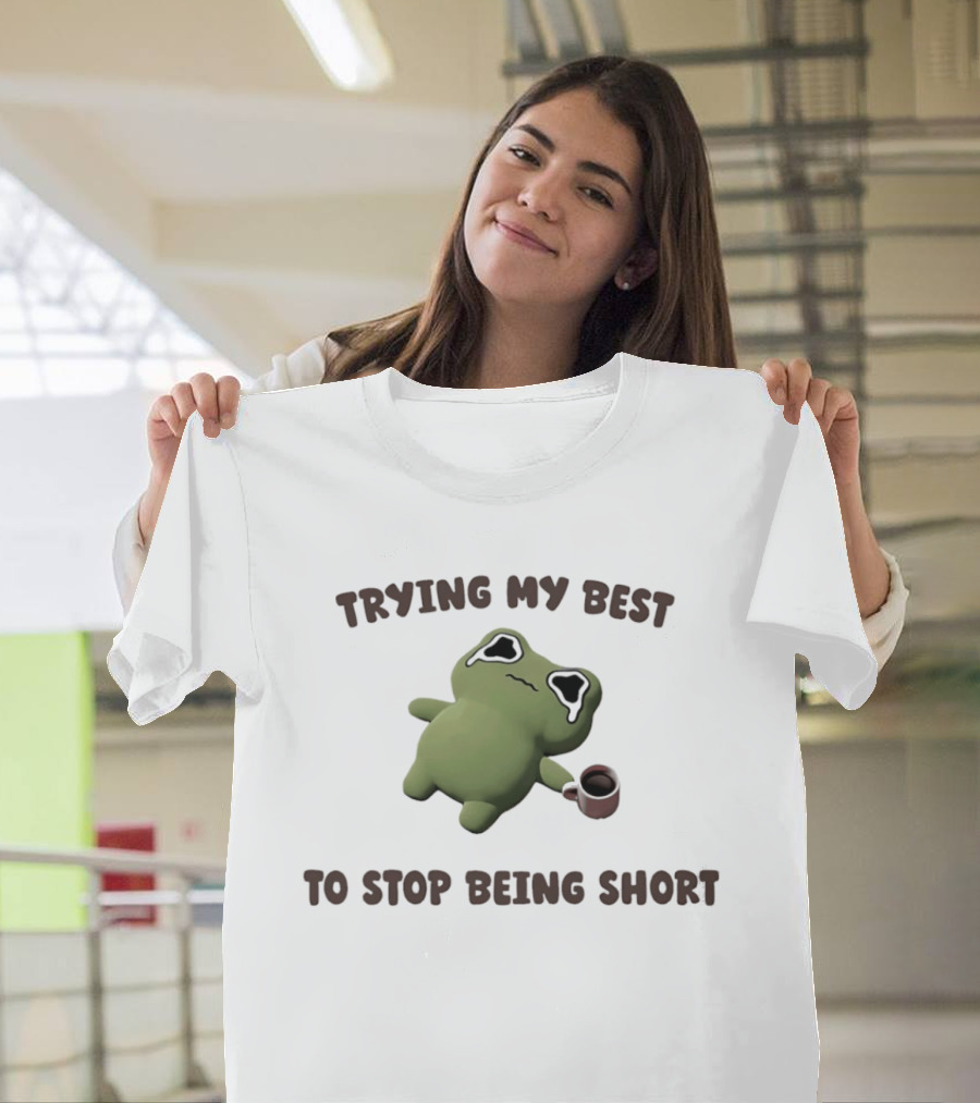 Trying My Best Crying Frog Meme Humor With Coffee Cup T-Shirt