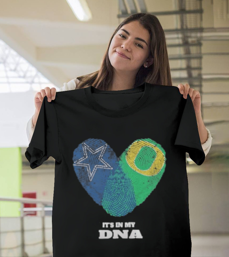 It's In My DNA Dallas Cowboys Oregon Ducks Heart Fingerprint T-Shirt