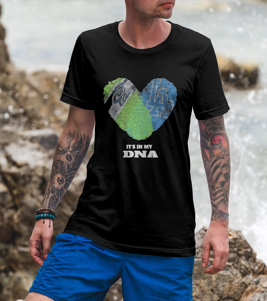 It's In My DNA Seattle Seahawks Los Angeles Dodgers Fingerprint T-Shirt