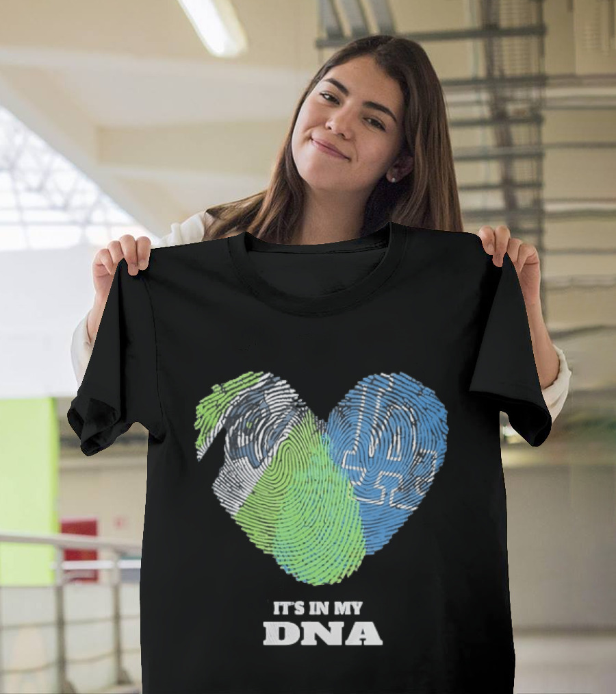 It's In My DNA Seattle Seahawks Los Angeles Dodgers Fingerprint T-Shirt
