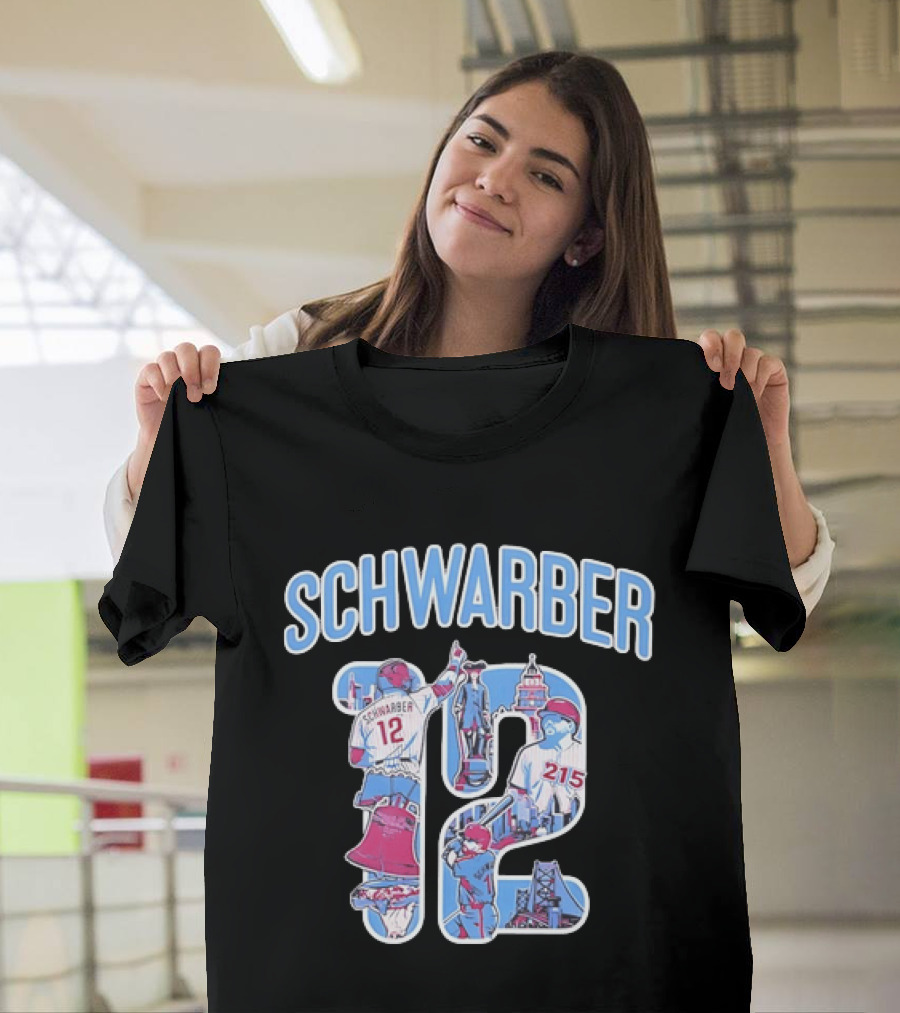 Kyle Schwarber Philadelphia Phillies 12 Liberty Bell City Skyline 215 T-Shirt