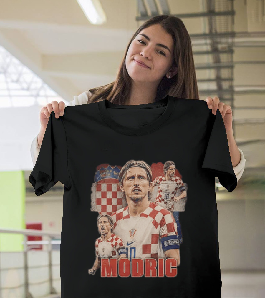 Luka Modric Croatia National Team Footballer With Croatian Flag And Number 10 T-Shirt