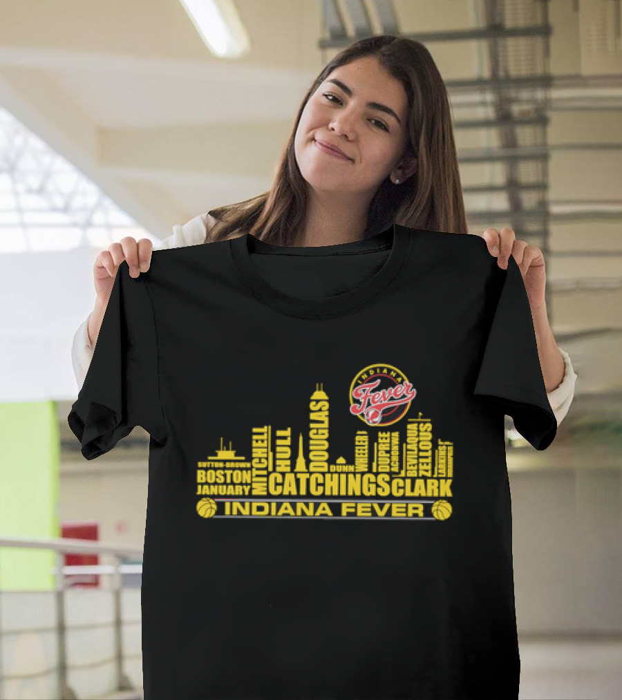 Indiana Fever Tamika Catchings Skyline WNBA Roster T-Shirt