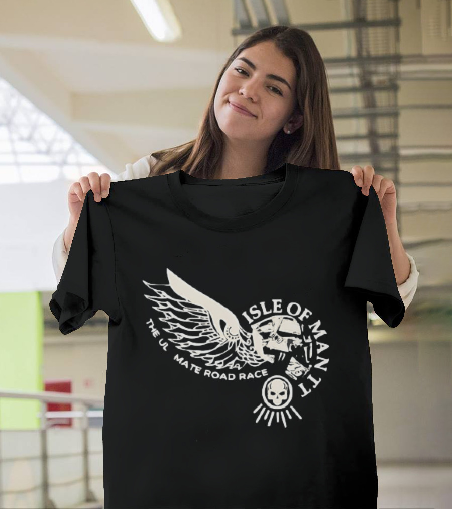 Isle Of Man TT Ultimate Road Race Skull Wing Motorcycle T-Shirt