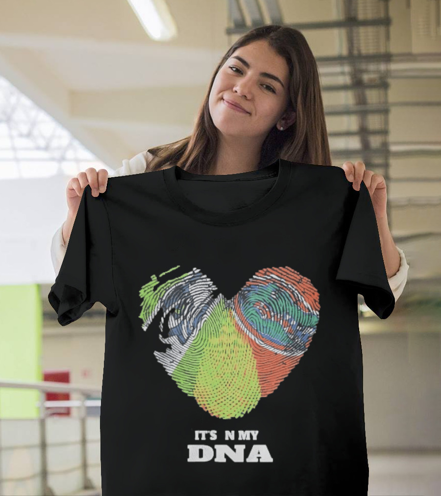 It's In My DNA Ireland And India Fingerprint Heart T-Shirt