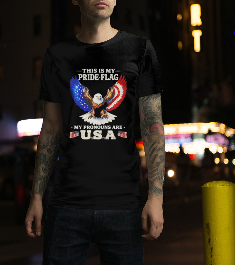 This Is My Pride Flag American Eagle My Pronouns Are USA T-Shirt