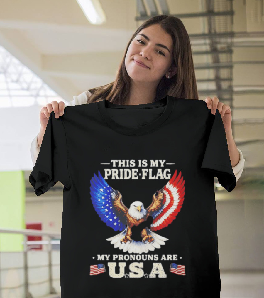 This Is My Pride Flag American Eagle My Pronouns Are USA T-Shirt