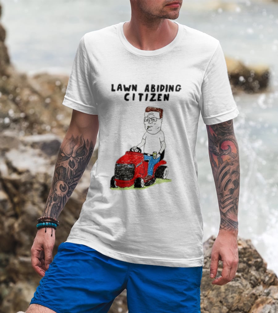 Lawn Abiding Citizen Hank Hill Cartoon Riding Mower Image T-Shirt