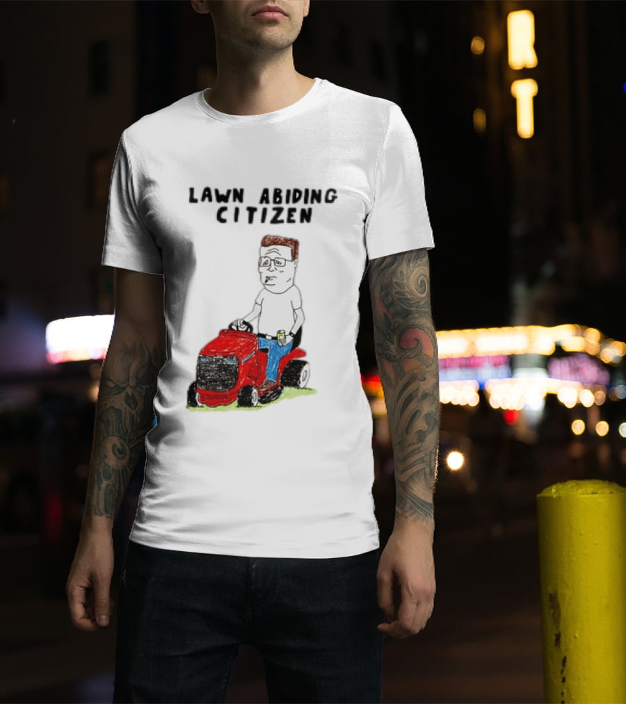 Lawn Abiding Citizen Hank Hill Cartoon Riding Mower Image T-Shirt