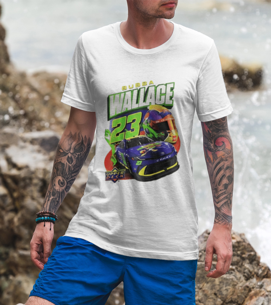 Space Jam's 30th Anniversary Bubba Wallace 23 Upper Deck Racing Car Helmet T-Shirt