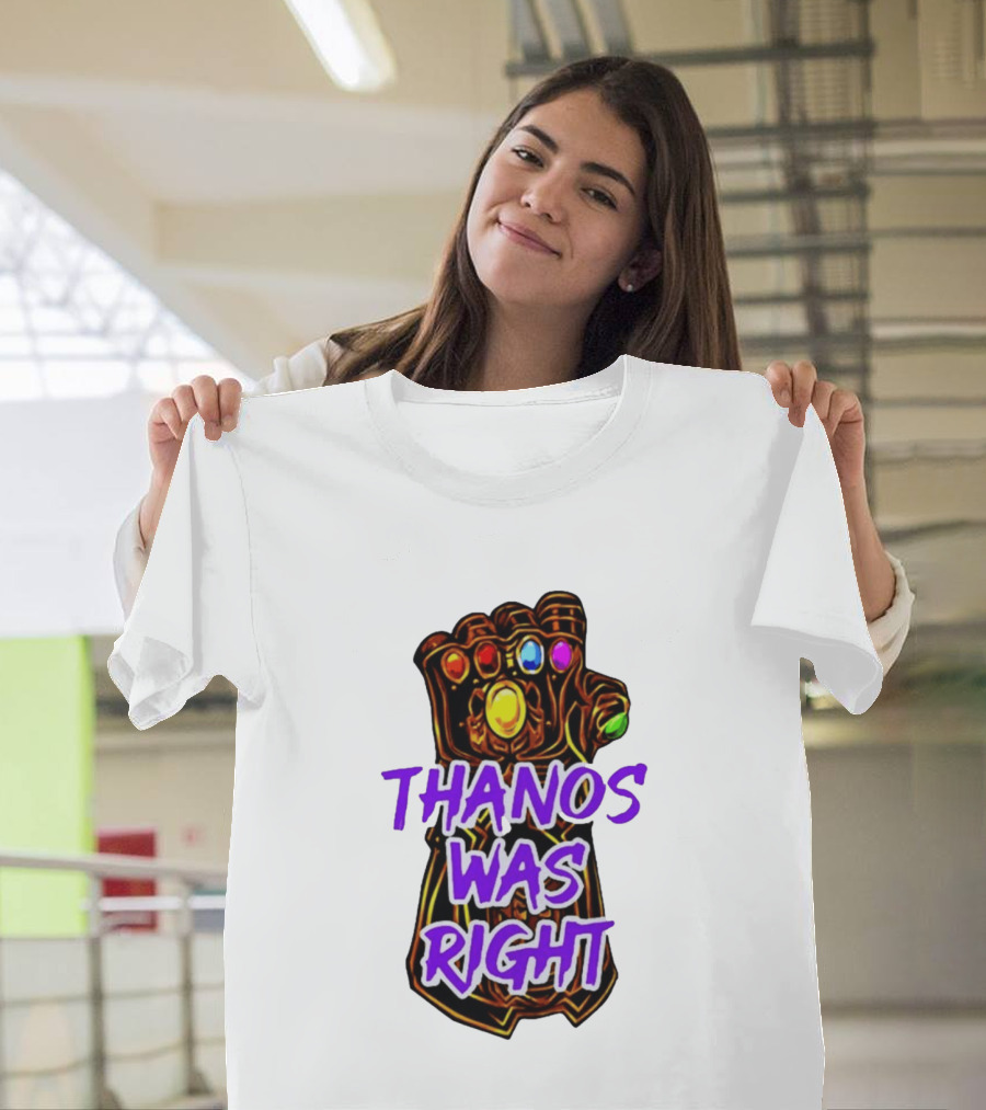 Thanos Was Right Marvel Infinity Gauntlet Bold Purple T-Shirt