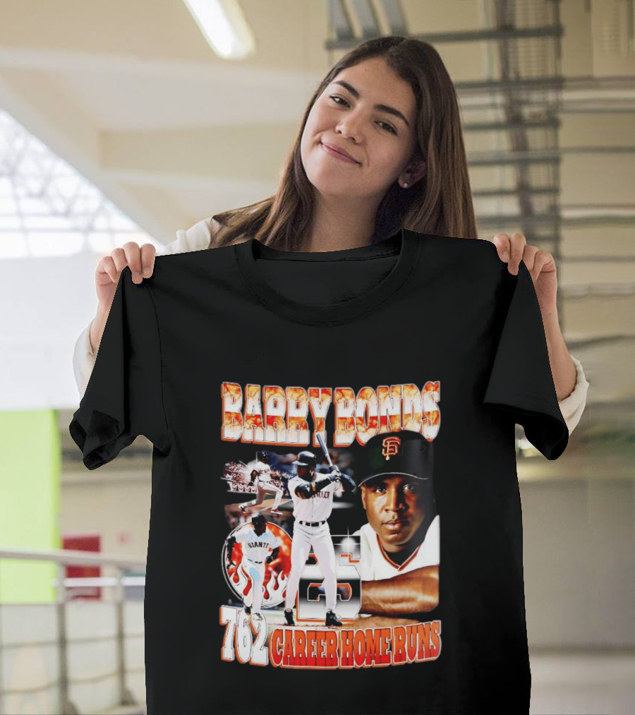 Barry Bonds Giants 25 San Francisco 762 Career Home Runs T-Shirt