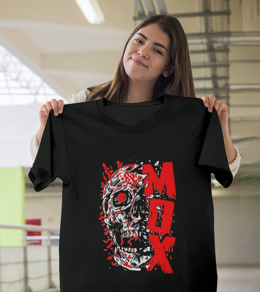 Creepy Zombie Skull MOX Red Splatter T-Shirt