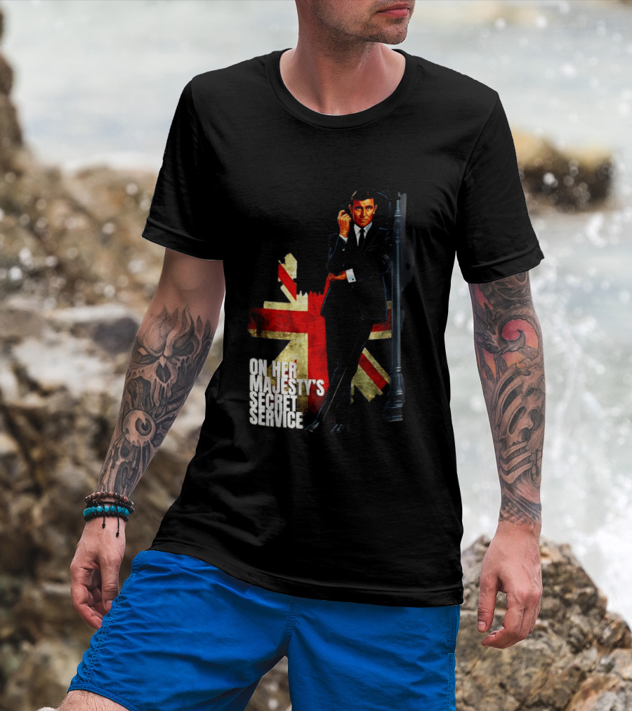 James Bond On Her Majesty's Secret Service British Flag Spy T-Shirt