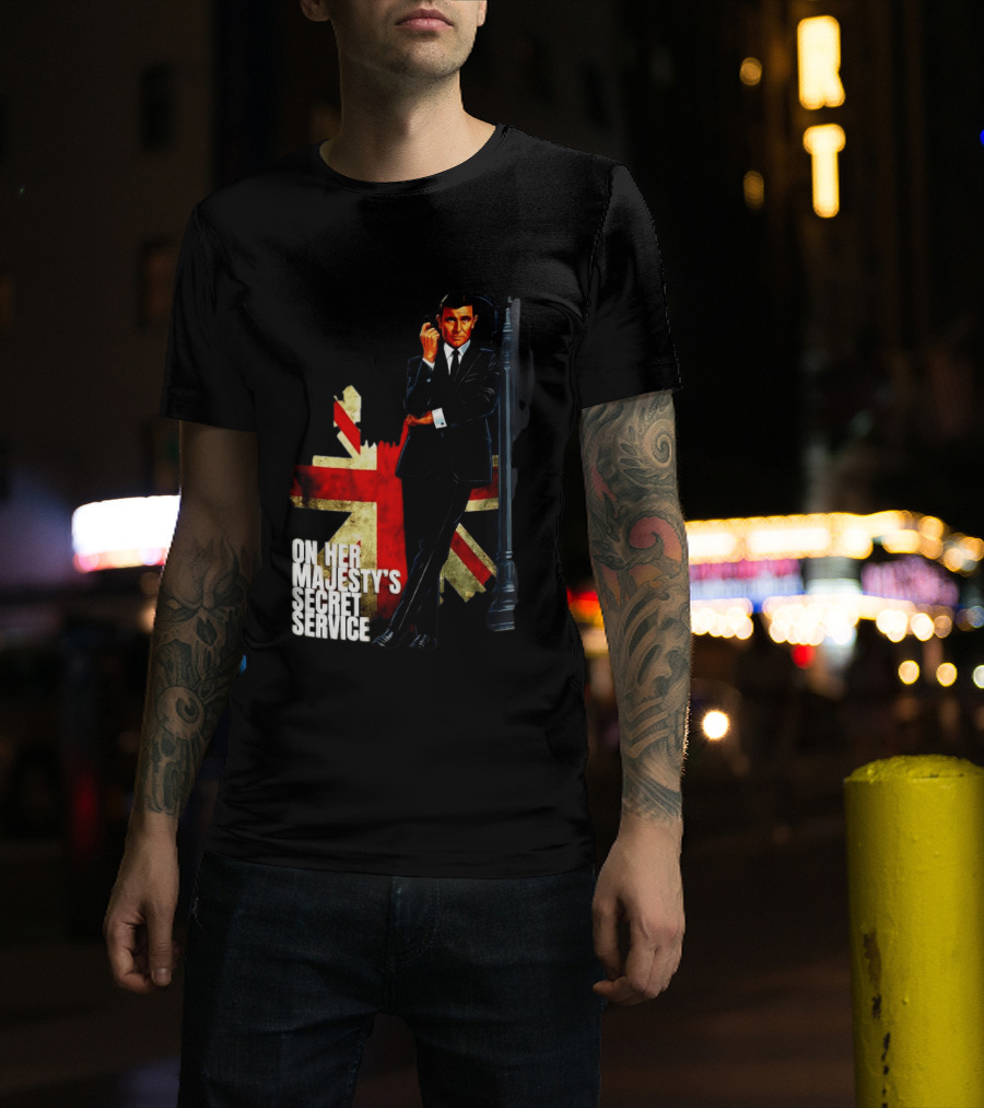 James Bond On Her Majesty's Secret Service British Flag Spy T-Shirt