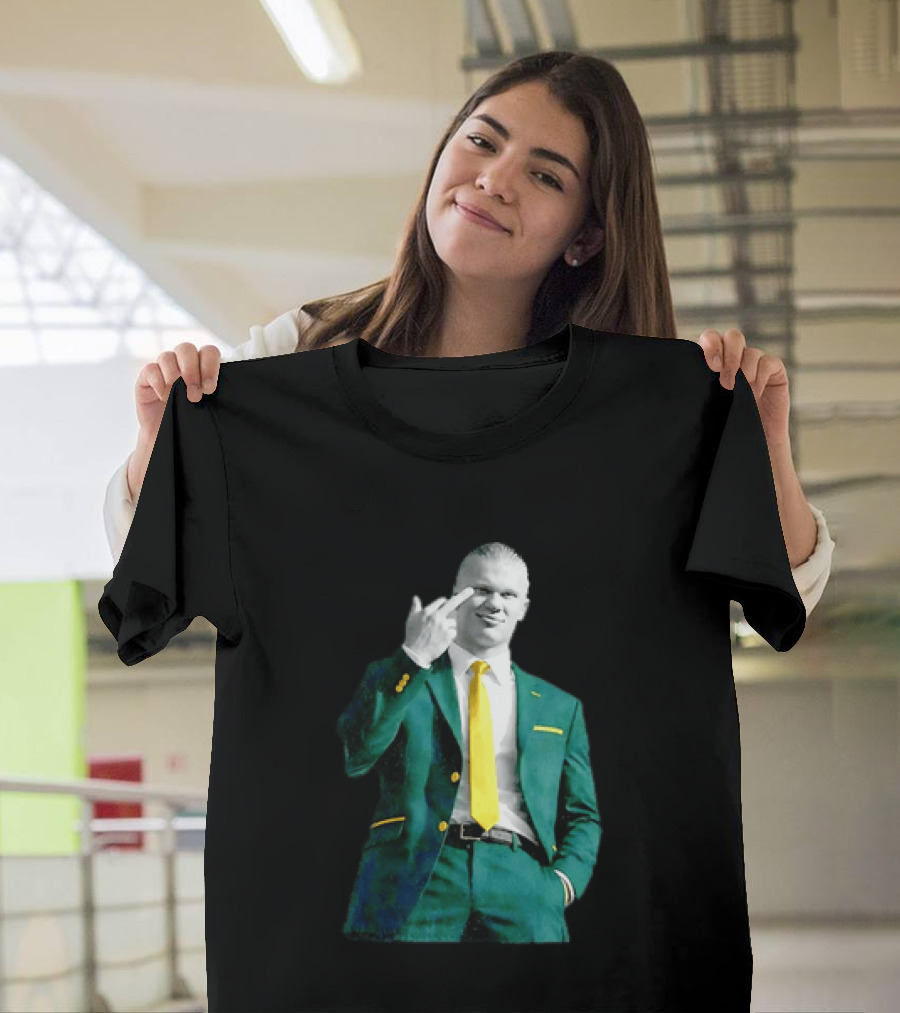 Erling Haaland Green Suit Yellow Tie Manchester City T-Shirt