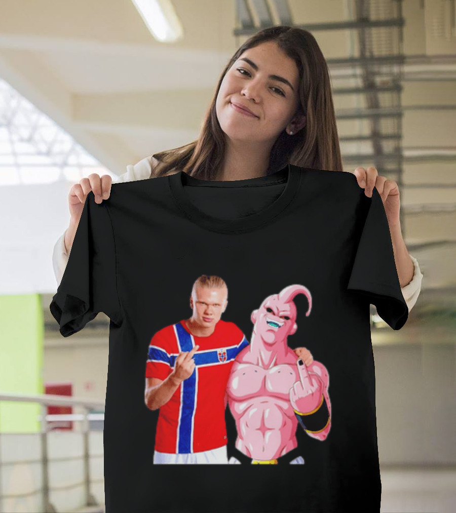 Erling Haaland Norway Majin Buu Middle Finger Cartoon Collaboration T-Shirt