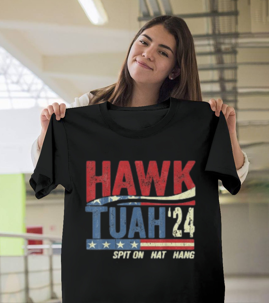 Hawk Tuah '24 Spit On That Thang Red White Blue Stars Stripes T-Shirt